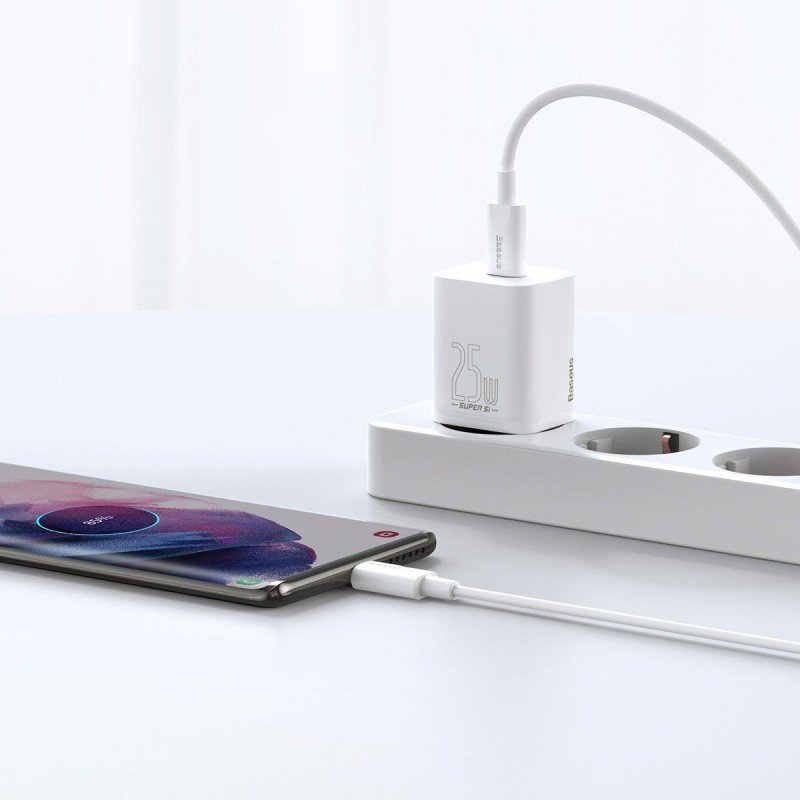Įkroviklis Baseus Super Si 25W USB-C + USB-C to USB-C cable 1.0m baltas TZCCSUP-L02 - Image 5