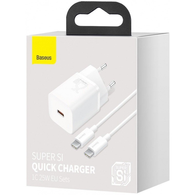 Įkroviklis Baseus Super Si 25W USB-C + USB-C to USB-C cable 1.0m baltas TZCCSUP-L02 - Image 6