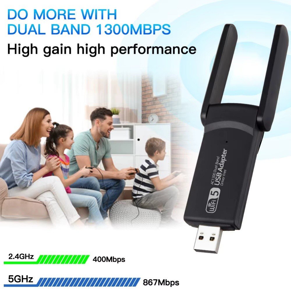 USB Wi-Fi adapteris UWA-1 1300Mbps 802.11ac/a/b/g/n juodas - Image 3