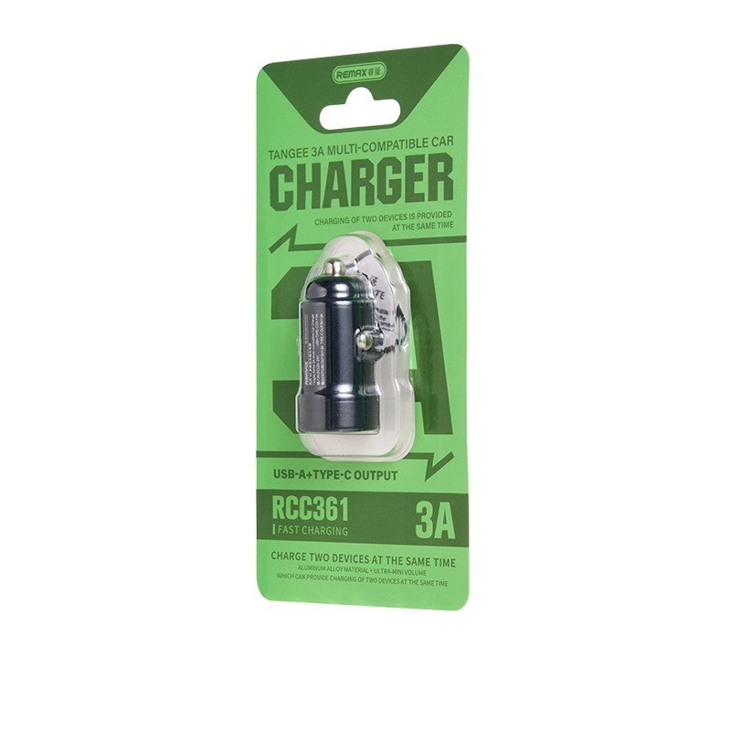 Automobilinis įkroviklis Remax RCC361 15W USB-C/USB-A juodas - Image 2