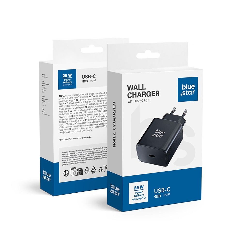 Įkroviklis Blue Star 25W USB-C juodas - Image 2