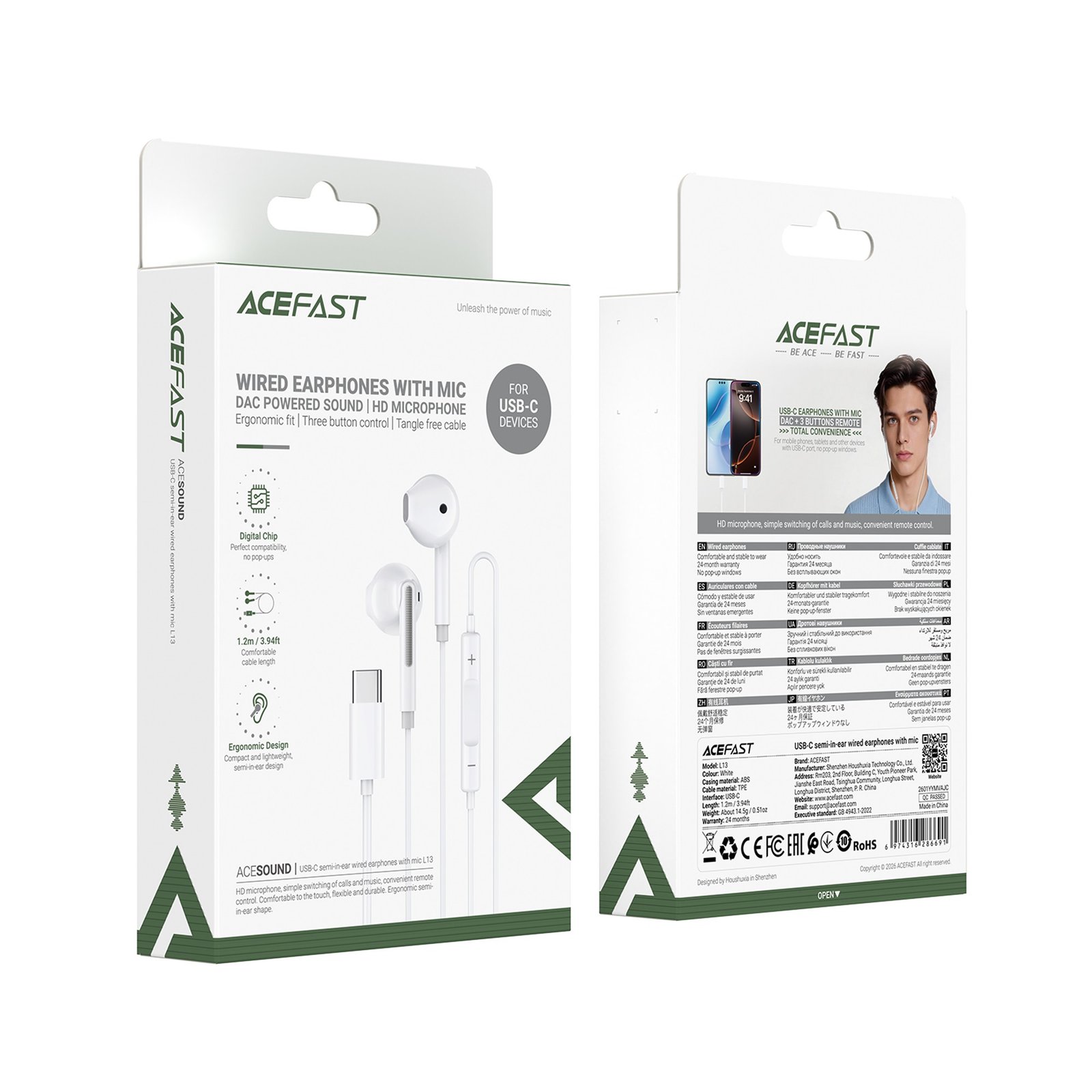 Ausinės Acefast L13 USB-C baltos - Image 8