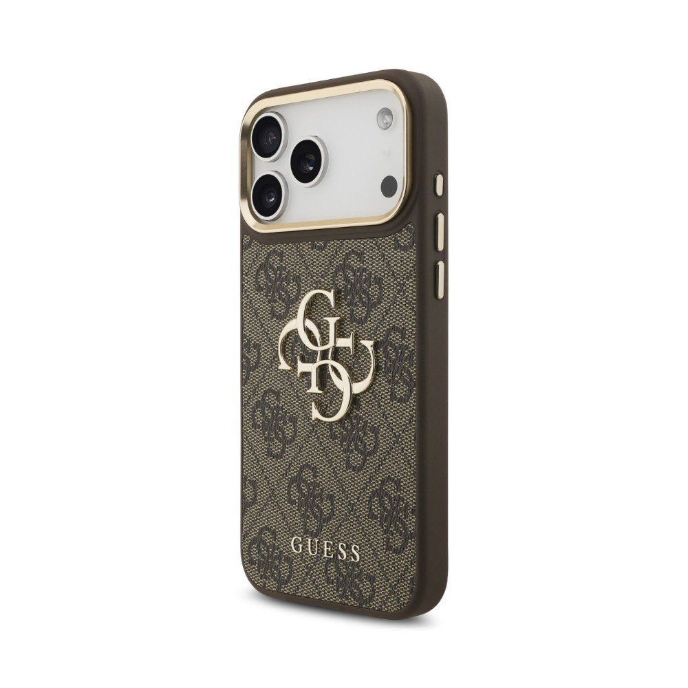 Dėklas Guess PU Leather 4G Metal Logo Gold Frame Apple iPhone 18 Pro Max rudas - Image 2