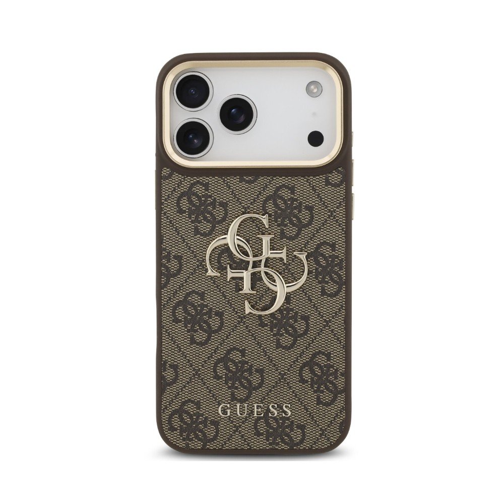 Dėklas Guess PU Leather 4G Metal Logo Gold Frame Apple iPhone 18 Pro Max rudas - Image 3