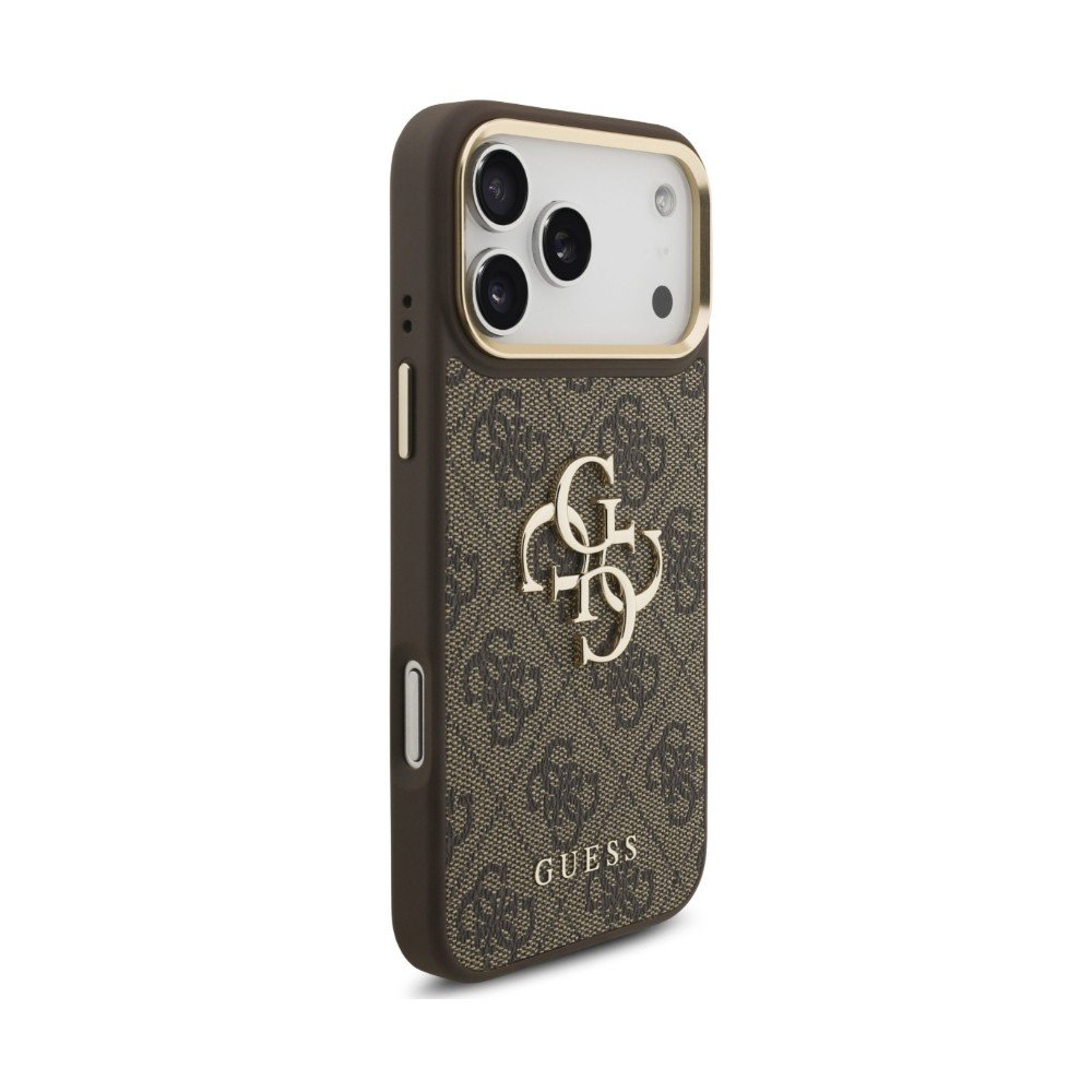 Dėklas Guess PU Leather 4G Metal Logo Gold Frame Apple iPhone 18 Pro Max rudas - Image 4