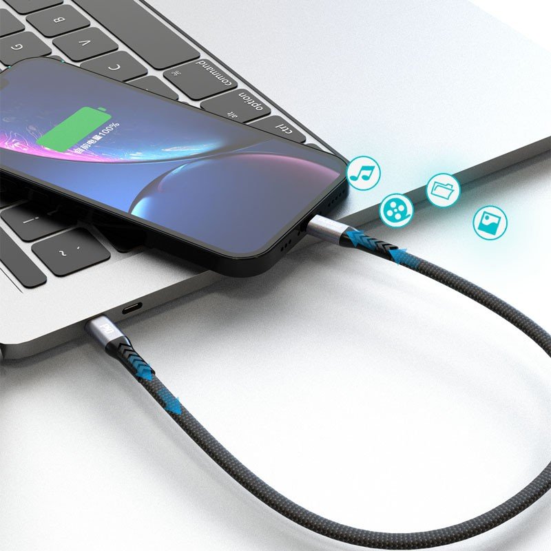 USB kabelis Dudao L10P USB-C to Lightning 20W 0.23m juodas - Image 3