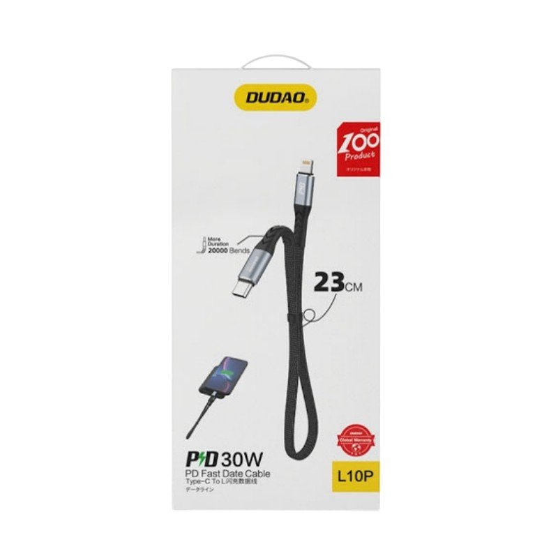 USB kabelis Dudao L10P USB-C to Lightning 20W 0.23m juodas - Image 5