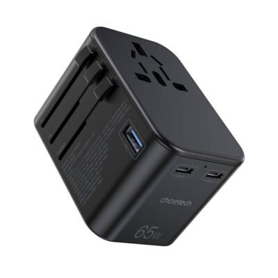 Universalus kelioninis įkroviklis Choetech PD5009 65W 2xUSB-C/USB-A juodas