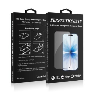 LCD apsauginis stikliukas Perfectionists 2.5D Super Strong Matte Tempered Glass Apple iPhone 15 Pro juodas